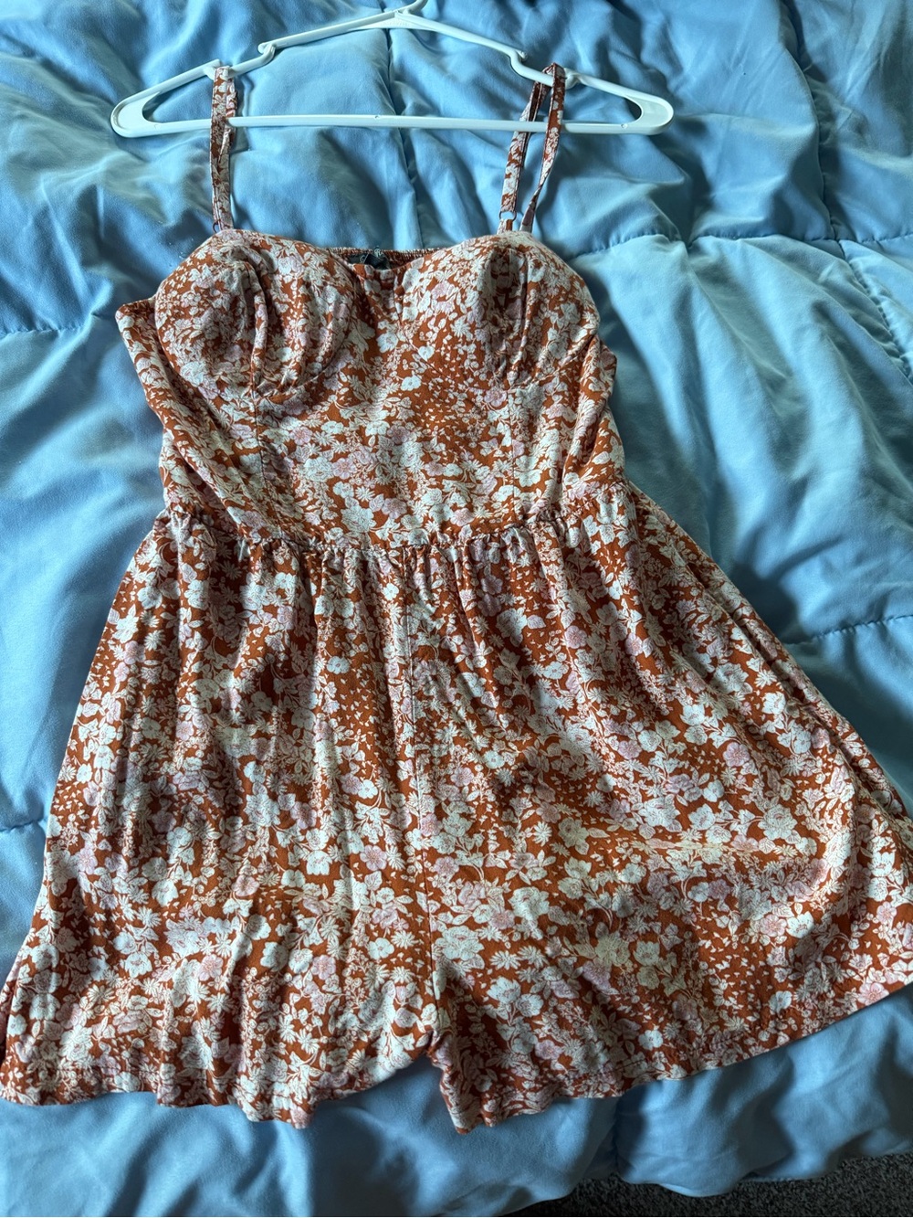Rust Floral Maxi Dress with Adjustable Straps